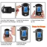 Testeur d'alcool  Portable Mini  Test d'alcoolémie  Conduite de moto 5 buses Détection précise Type de souffle Moniteur LCD