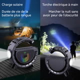Enceinte bluetooth solaire bluetooth 5.3 1200mah stéréo avec lampe de poche et poignée transport haut-parleur bluetooth portable
