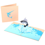 arte de voeux 17,3x18,3cm anime animal carte de voeux tridimensionnelle poisson voilier papier sculpture bénédiction carte postale