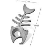 Ouvre bouteille multifonctionnel alliage de titane pendentif porte clés de plein air portable forme d'arête de poisson 4 en 1