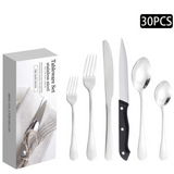 Ensemble de couverts 30 pcs acier inoxydable argent pour 5 personnes vaisselle comprend couteau cuillère fourchette avec boîte