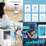 Climatiseur mobile 65W silencieux avec télécommande et réservoir d'eau de 10L 3 vitesses réglables ventilateur de climatisation