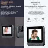 Sonnette sans fil 4.3pouces fonctions de surveillance 256signal sans fil écran déverrouillage et de dialogue sonnette sans câblage