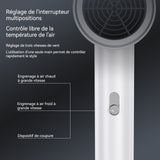 Sèche cheveux 800W réglage à 2 vitesses Technologie intelligente de température constante Vent fort et puissant Séchage rapide