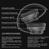 Casque anti bruit adulte 400mah bluetooth 5,3 autonomie de 22 h monté sur la tête 3D stéréo pliables casque bluetooth sans fil