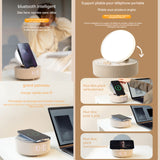 Miroir de maquillage avec lumière enceinte bluetooth chargement induction miroir multifonctionnel horloge numérique pliable