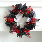 Suspension de porte Halloween 35*35cm Décoration araignée  Couronne suspendue effrayante  Convient à la décoration d'Halloween