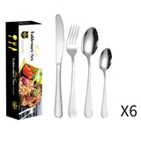 ouverts de Table Ménagère de 24 Couverts en Acier Inoxydable Haute Qualité pour 6 Personnes Comprend Couteau Fourchette Cuillère