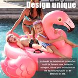 Anneau de natation 142x137x97cm bouée flamant rose a chevaucher pour adultes et enfants flotteur de natation pour fêtes de piscine