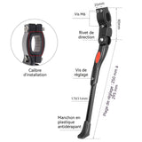 Outils pour vélo béquille simple en alliage d'aluminium réglable de 35 à 40 cm convient aux vélos 24 à 27,5 facile à installer