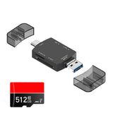 Lecteur de carte SD avec 512Go USB 3.0 multifonction double fente carte transmission à grande vitesse pour téléphone ordinateur