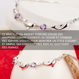 Bracelet 925 argent massif dauphin avec améthyste pour femmes bijoux cadeaux pour l'anniversaire de noël saint valentin cadeaux