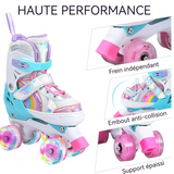 Patins à roulettes ‎XS 27-30 4 Taille Réglable avec 8 Roues Lumineuses débutants pour Roller Enfant Fille et Garçons Roller Enfant