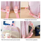 Sac à dos scolaire 44x31x15cm sac d'école kit 5 pièces sac à bandoulière sac à crayons organisateur sac à dos en toile cartable