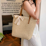 Sacoche 40x15x33cm paille à la mode et polyvalent printemps et été nouveau sac tissé voyage de plage sac à bandoulière personnalisé