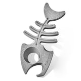 Ouvre bouteille multifonctionnel alliage de titane pendentif porte clés de plein air portable forme d'arête de poisson 4 en 1