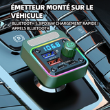 Transmetteur FM bluetooth 5,3 10m FM de voiture 36W QC3.0 charge rapide et port USB adaptateur bluetooth voiture chargeur voiture
