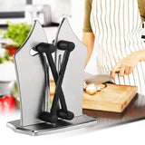 Aiguiseur de couteaux 7,7x6,9x5in tungstène professionnel couteaux cuisine ventilateur évacuation résidus acier aiguiseur couteaux