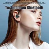 Ecouteurs bluetooth sans fil 75mah bluetooth 5.2 clip oreille écran numérique tactile par empreinte digitale réduction du bruit