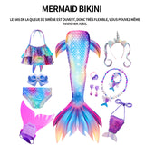 Queue de sirène 84cm longueur de la jupe queue de sirène maillots de bain filles avec parure de bijoux accessoires et perruques