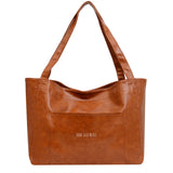 Grand sac pour femme avec poche en cuir souple à bandoulière rétro en cuir ciré grande capacité sac fourre-tout tendance