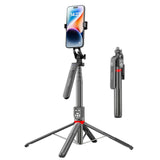 Perche à selfie 220cm extension perche à selfie trépied avec 2 types de télécommande bluetooth support stabilisateur en alliage