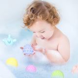 Balles sensorielles 6PCS diamètre 7cm tpu toucher texturé appuyez pour émettre un son balles souples sensorielles jouet de bain