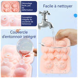 Moule à glaçons 15,2x16,3x3,7cm 4 compartiments moule à glaçons ours mignon silicone alimentaire glacière bac à glaçons rose