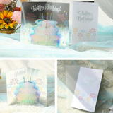 arte de voeux 19,5x11cm carte de vœux tridimensionnelle gâteau pailleté anniversaire bénédiction écrite à la main carte postale