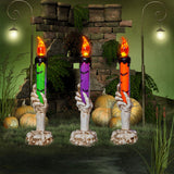 Bougeoir à flamme Halloween  6.3*21.3cm 3pcs   Bougie Squelette   Accessoires d'horreur   Convient à la décoration d'Halloween