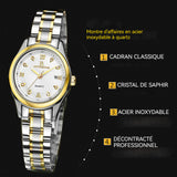 Montre montre quartz femme grand chiffre cadran bracelet alliage cadran en acier inoxydable diamant intégré affichage du calendrier