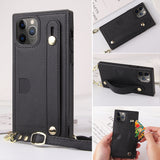 Étui en cuir à fermeture éclair pour téléphone portable  Iphone14PRO  avec bandoulière   Solide et durable  Fonction de support