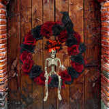 TD® Couronne de Squelette Halloween  43*43cm  Squelette Squelette  Décoration de fête d'Halloween  Suspension de porte Halloween