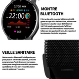 Montre intelligente 1.28 écran rond Bluetooth appel montre tactile montre 240x240 230mah étanche montre de sport IP67 acier noir