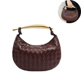 Sac tissé de requin sac de boulette de grande capacité poignée en métal sac pour femme en cuir décontracté de couleur unie