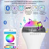 Enceinte bluetooth ampoule base 8w intelligent LED télécommande sans fil avec fonction réveil dimmable haut parleur bluetooth