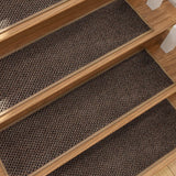 20*75CM Tapis d'Escalier 5 Pièces Tapis d'Escalier en Faux Lin tricoté Tapis d'Escalier Antidérapant en Caoutchouc Silencieux