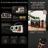 Enceinte bluetooth 1500mAh 10W bluetooth 5.2 enceinte sans fil karaoké rétro bluetooth avec microphone machine de karaoké portable