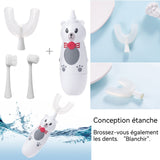 Brosse à dents électrique pour enfants en forme de U trois types de tête de brosse Dessin animé nettoyage en profondeur sonique