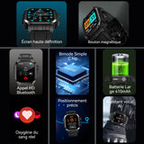 Montre connectée 1,83 pouces 230x284 px Montre intelligente Suivi sportif Fonctions multiples Grand écran HD Assistant de vie noir