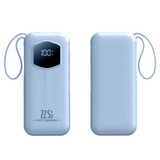 Batterie externe 10000mAh double câble rétractable intégré 22,5W charge rapide et affichage numérique mobile grande capacité bleu