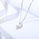 Collier lune chat en argent Sterling pour femmes, pendentif polyvalent, mode hiver, nouveau cadeau de saint valentin