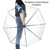 Parapluie Pliant 105 x 65 cm design transparent à 10 baleines pour une vision claire Élargi et épais Imperméable et durable noir