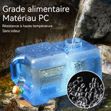 Réservoir d'eau camping 18L avec bouchon anti-poussière tube rallonge et brosse robuste et durable forte capacité de charge bleu