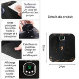 Masseur intelligent 32 x 29 cm Matériau en cuir PU 8 modes 18 niveaux d'intensité Relaxation profonde Télécommande Masseur de Pied
