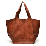 Nouveau mode rétro Simple grand sac en cuir souple grande capacité une épaule Portable fourre-tout seau grand sac