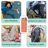 Bouteille d'eau 600ml en silicone pliable résistance hautes températures bec verseur double avec paille et poignée gourde sport