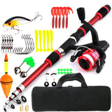 anne à péche 1.8m canne à peche telescopique ensemble canne à peche et moulinet ensemble de cannes à leurres sport peche rouge