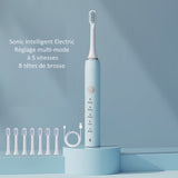 Brosse à dents fréquence de vibration 38000 fois/min 5ème vitesse avec 8 têtes de muet imperméable brosse brosse à dents électrique