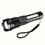 Lampe de poche 25000LM étanche à l'eau batterie au lithium 1x18650 intégrée Type-c 3 niveaux de lumière  avec éclairage latéral
